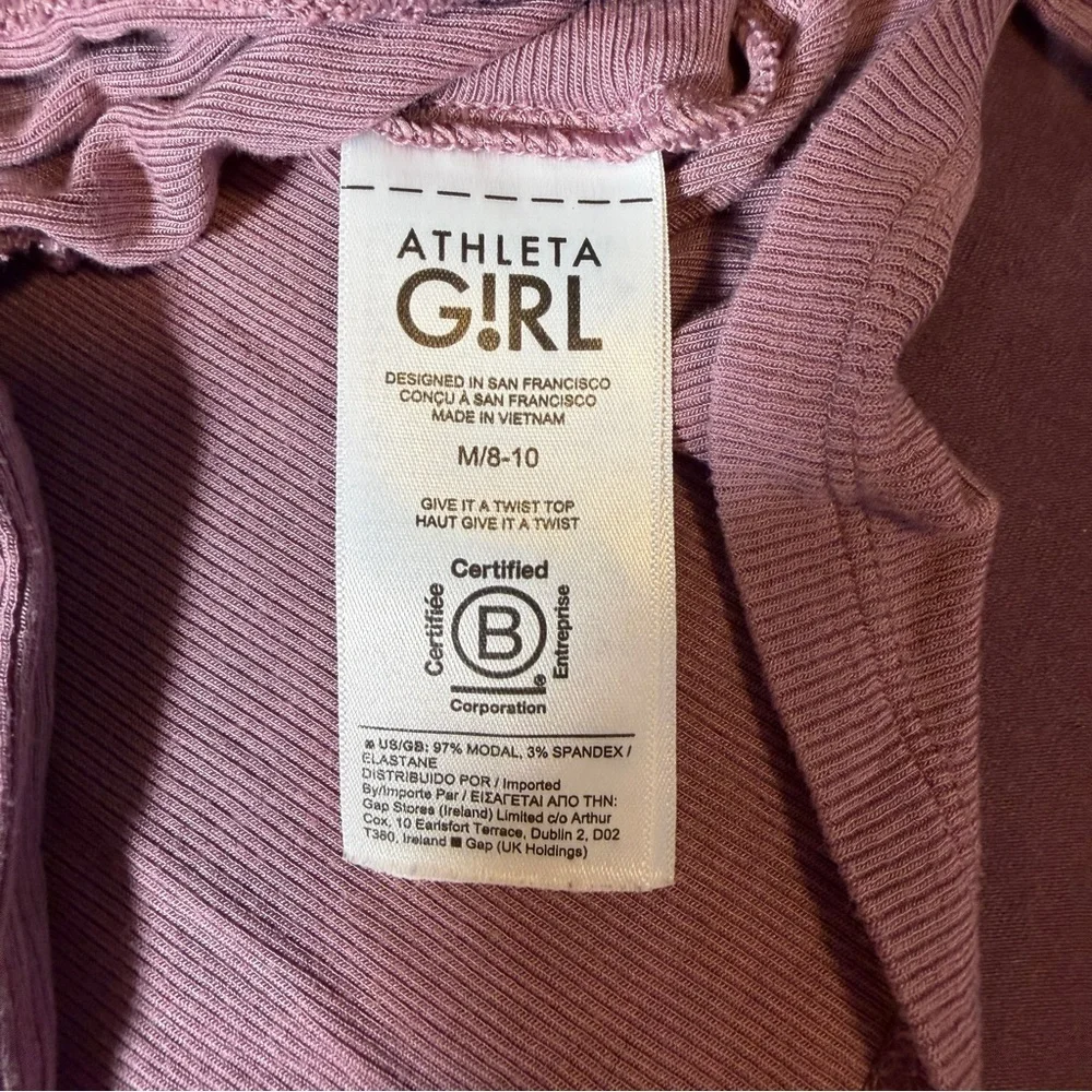Athleta Girl Give It A Twist Top Long Sleeve Shirt Mauve/Pink - Size M 8/10